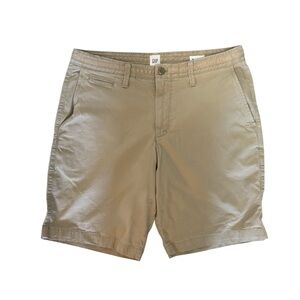 Gap khaki chino flat front shorts light tan size 32 waist 10" inseam
